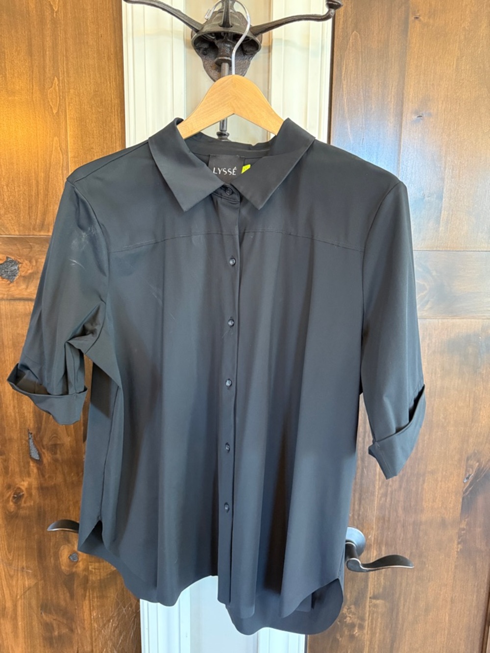 Lysse Black Button Front Blouse XL